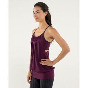 Lululemon No Limits Yoga Tank & Shelf Bra Plum/Hyper Stripe Plum Size 4/XXS